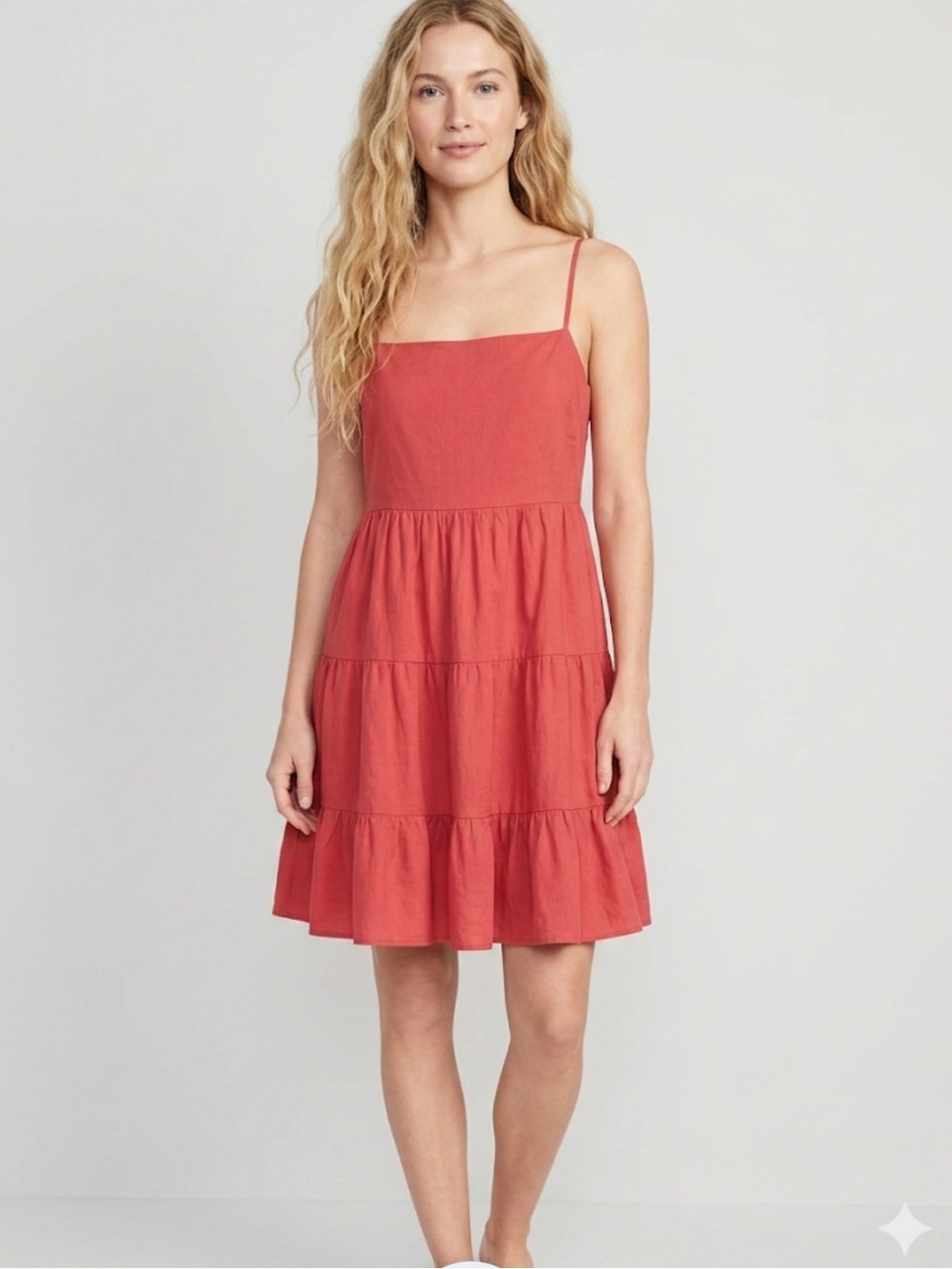 Banana Republic Women's Factory Linen-Rayon Tiered Smocked Mini Dress Size M NWT